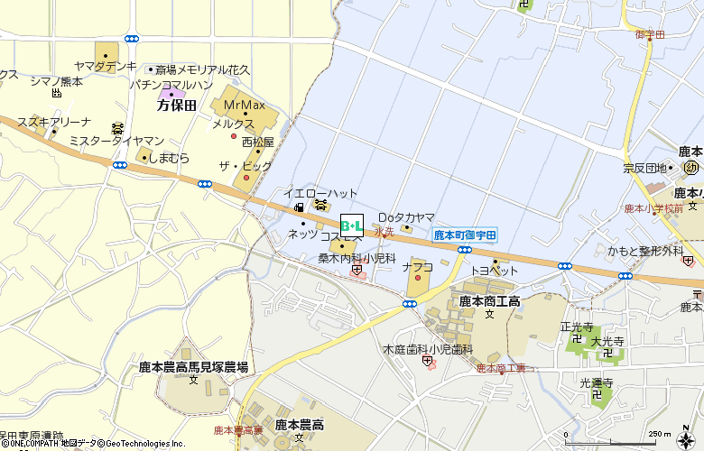 ヨネザワ鹿本コンタクト付近の地図